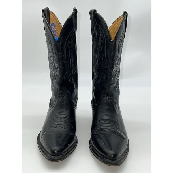 Pistolero Black All Leather Embroidered Cowboy Boots Women's Sz 24.5-7.5/Men 5.5 - Image 5