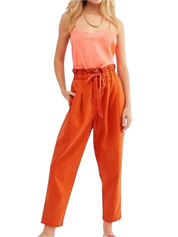 Free People Margate Pleated Trouser Pants Bird of Paradise Orange Size S - Image 2