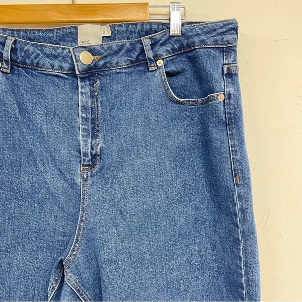 ASOS Curve High Rise Mom Jeans Womens 18 Blue Denim 90s Style Classic Zip Fly - Image 7
