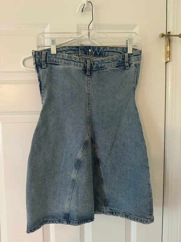 ZARA Strapless Denim Mini Dress - Image 3