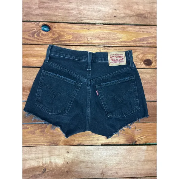Levi’s 501 High-Rise Denim Cutoff Shorts - Women Size 24 - Black Distressed - Image 4