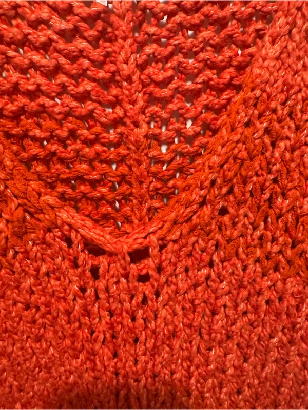 Free People Cozy Open-Stitch V-Neck Sweater in Orange - Image 7