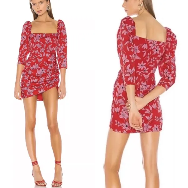 Camilla Coelho Revolve Lidia Dress‎ Pink Red Flora S - Image 2