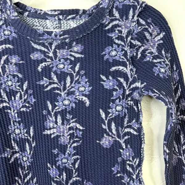 NEW Free People Pretty Little Folk Vines Soft Thermal Long Sleeve Cotton Top XS - Image 5