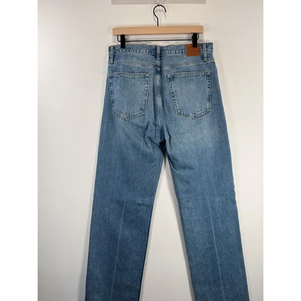 ANINE BING Jeans Nordic Blue Roy Organic Cotton Relaxed Straight Split Hem 30 - Image 8