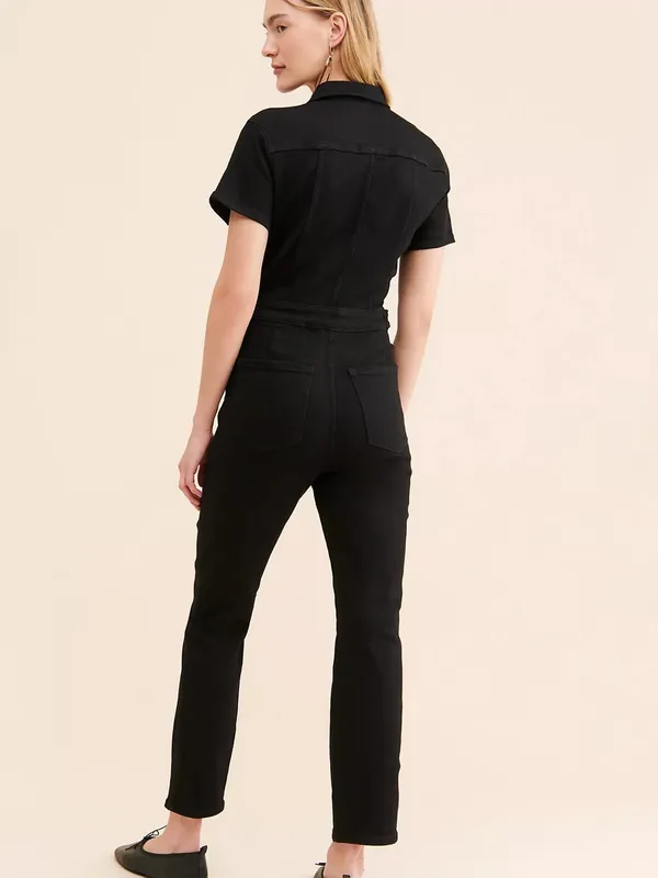 Good American Fit For Success Coveralls Jumpsuit Charcoal Black Denim Size 2 - Image 2