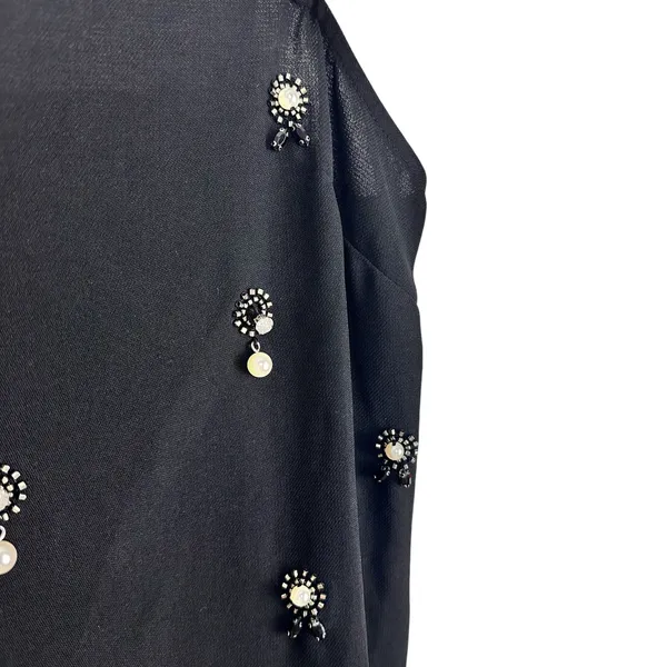 H&M Appliquéd Holiday Party Slip Dress Pearl Rhinestones Embellished Black Sz S - Image 8