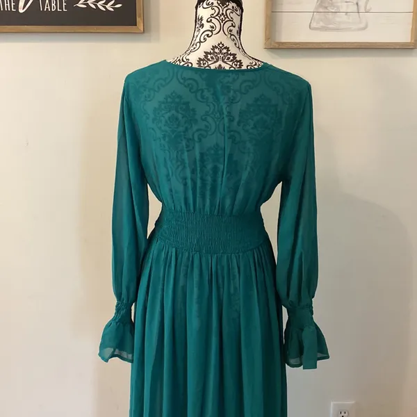 Beautiful Flowing V-Neck Sheer Long Dress Size 6 Medium - Image 9