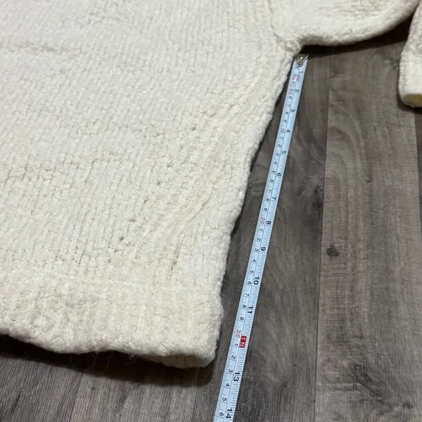 Free People Lofty Off White Alpaca Blend Cozy V-Neck Pullover Sweater M - Image 6