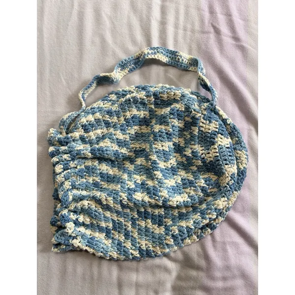 Handmade‎ Crochet Boho Bag Strap Tie Close Lined Gathered Knit NWOT Large - Image 5