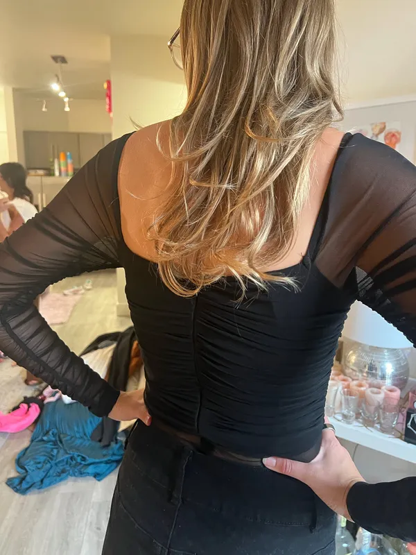 Princess Polly Black Ruched Bodysuit Mesh - Image 2