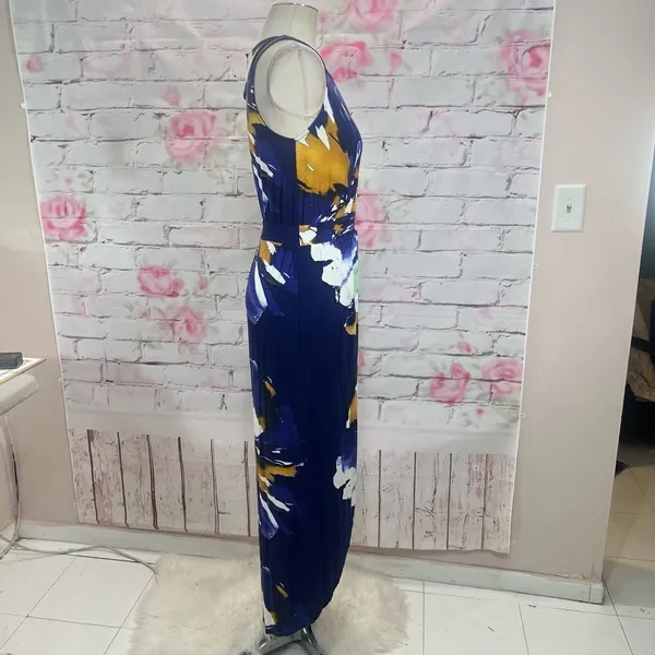Weston Anthropologie sleeveless purple floral tulip hem maxi dress - Image 7