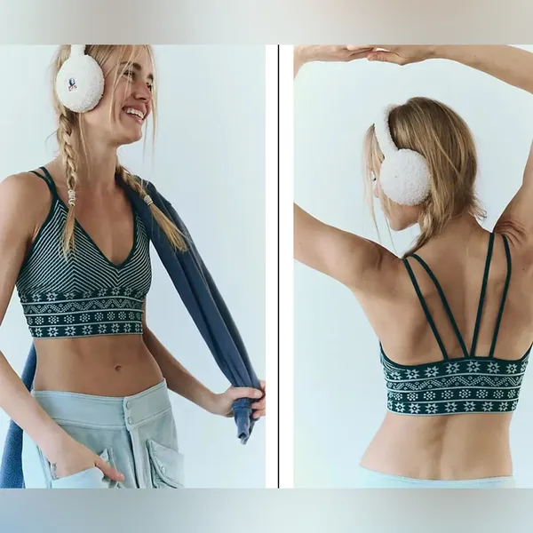Free People‎ FP Movement Alpine Jacquard Snow Winter Sports Bra Tank Top Cropped - Image 3