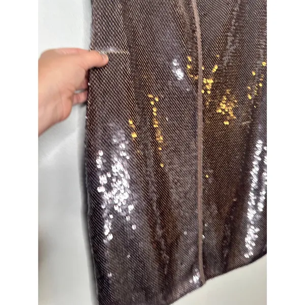 A.L.C. Brown Sequin Adjustable Strap Square Neck Sleeveless Dani Mini Dress sz S - Image 10