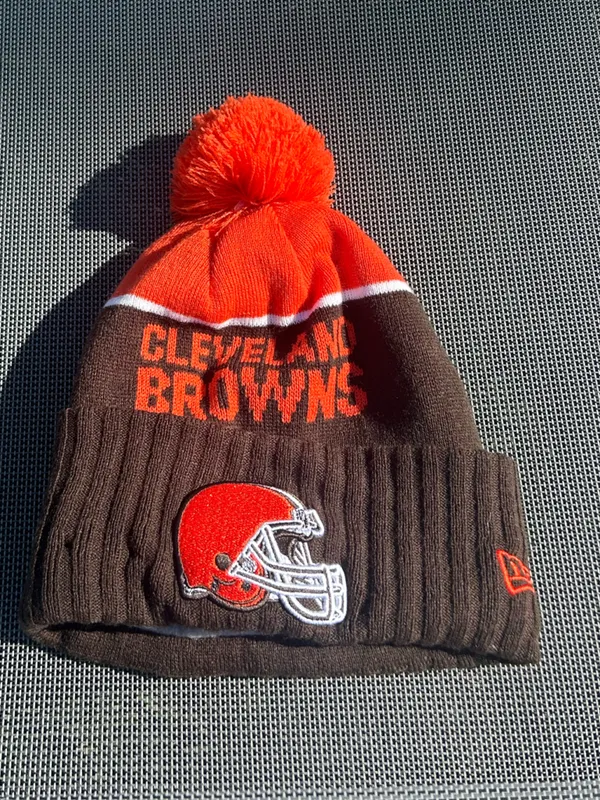 Cleveland‎ Browns '15 Sport Knit beanie nfl winter hat brown orange pompom - Image 2