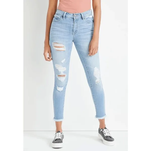 KanCan High Rise‎ Light Wash Ripped Distressed Skinny Jeans Size 32 - Image 9