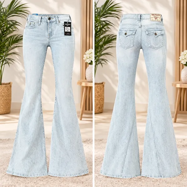 NWT True Religion Joey Mid Rise Flare Jeans Light Wash Size W29 🩵 - Image 8