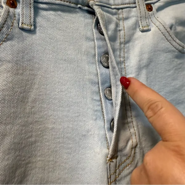 Levi's Ribcage Straight Ankle Jean Light Wash Distress High Waist Button‎ Fly 26 - Image 5