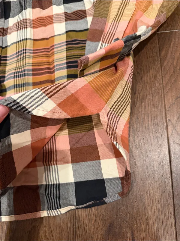 Madewell Pink, Brown, Cream Plaid Button-Down Shirt Women’s Size Medium - C1-616 - Image 6