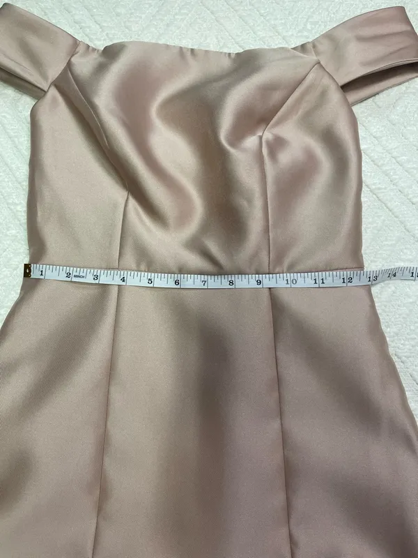 ALFRED SUNG Off-Shoulder Prom Dress in Tan - Size 0 - Image 12