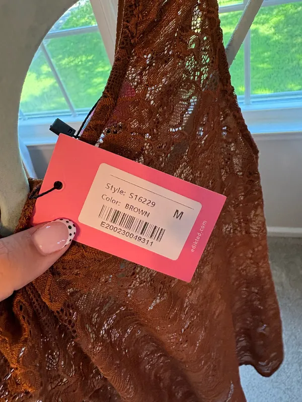 Edikted Brown Lace Mini Dress - Image 3