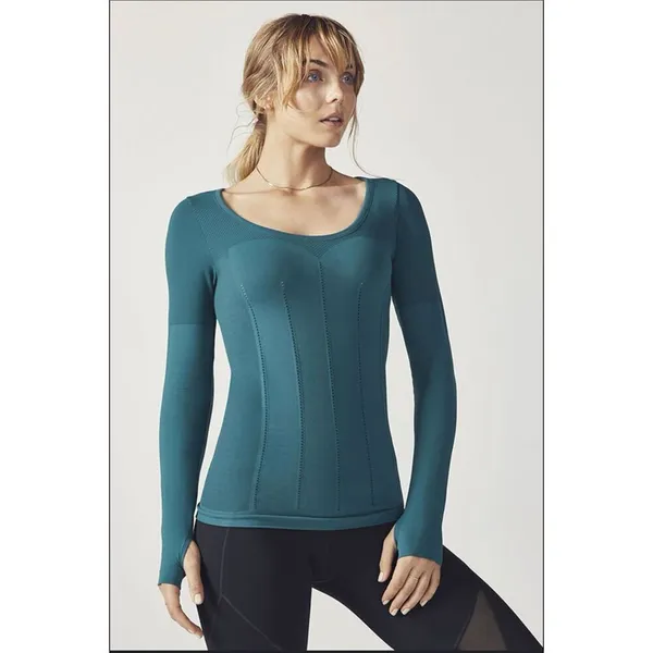 Fabletics Baltic Teal Delta Seamless Long Sleeve Athletic‎ Top NWT Medium - Image 2
