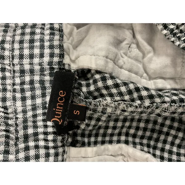 Quince Womens Shorts Gingham Checkered 100% Linen Drawstring Black White S - Image 5