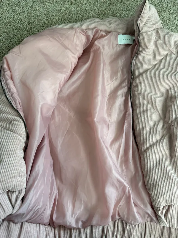 Lush Clothing Baby Pink Corduroy Bomber Puffer Jacket - Image 3