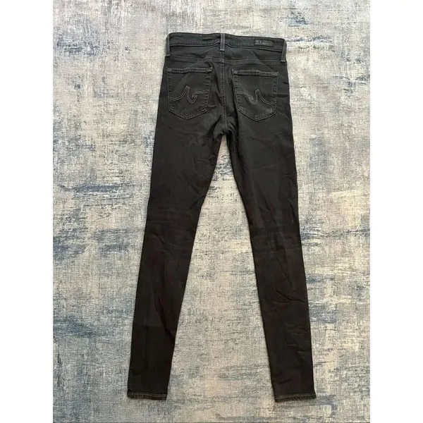 AG Adriano Goldschmied Distressed Black The Farrah Skinny High Rise Jeans 26R - Image 2