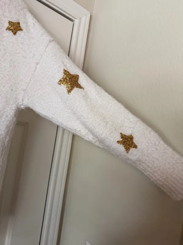 Peach Love White & Gold Star Sweater - Image 5