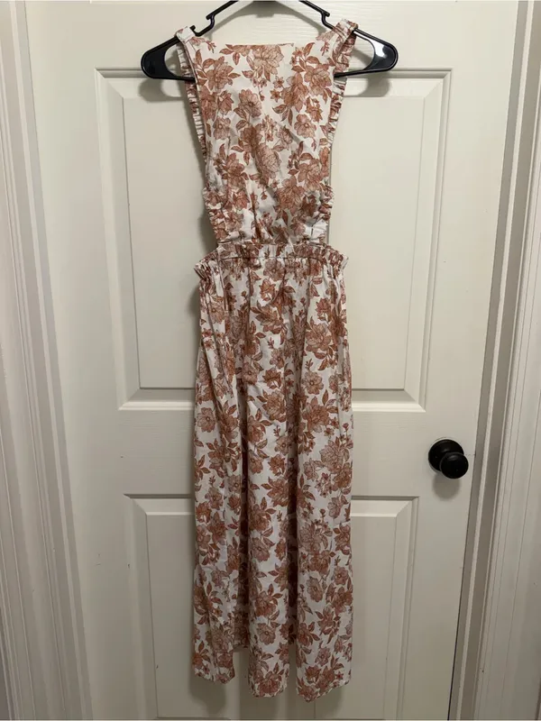 Petal & Pup Tan Floral Printed Aubrey Cutout Open Back Midi Dress Size 2 - Image 3