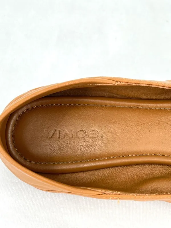 Vince Kali Gathered Ruched Camel Tan Soft Nappa Leather Ballet Flat US 7.5 - Image 5