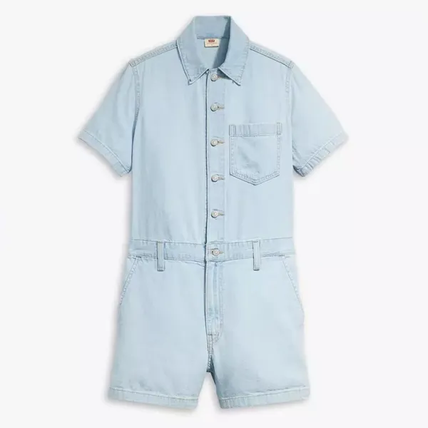 Levi's Heritage Denim Romper‎ Shortsleeve Light Blue 100% Cotton C46 - Image 3