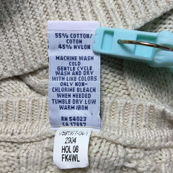 Gap Off White Minimalist Clean Girl Cable Knit Neck Sweater S Autumn Fall Casual - Image 8