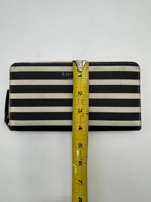 Kate Spade New York Cedar Street Stripe Lacey Zip Around Wallet Black Cream - Image 9