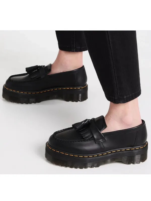 DR. MARTENS ADRIAN QUAD LEATHER PLATFORM TASSLE LOAFERS Black Size 7 - Image 9