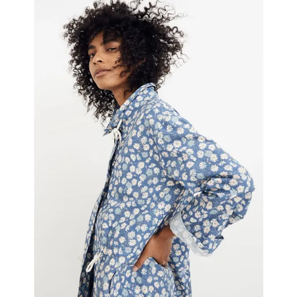 Madewell Preppy Ruffle-Neck Anorak‎ Raincoat French Floral Blue Moon Size Smalll - Image 2