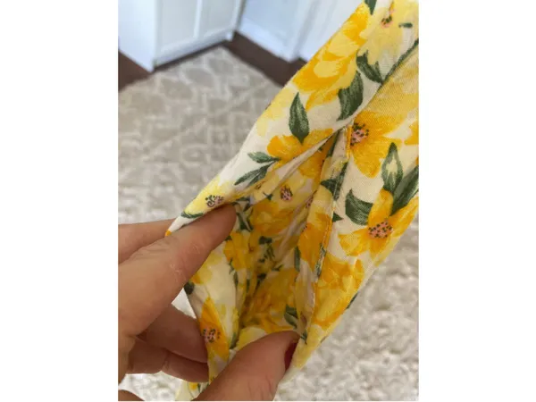 AUW Yellow Floral‎ Smocked Mini Romper Shorts Pockets Cottagecore Coquette Boho - Image 5