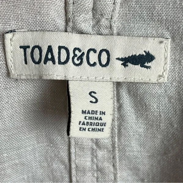 Toad&Co Tara Hemp Jumpsuit Size Small Oatmeal Chambray One Piece Tie‎ Shoulders - Image 5