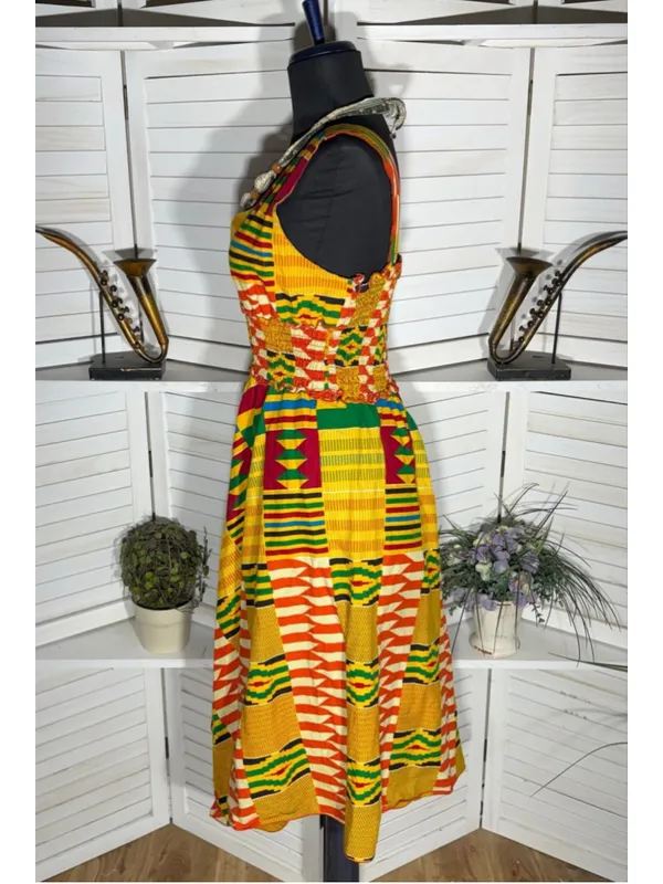Vintage retro 70s dress hippie boho patchwork asymmetrical Western art whimsical - Image 4