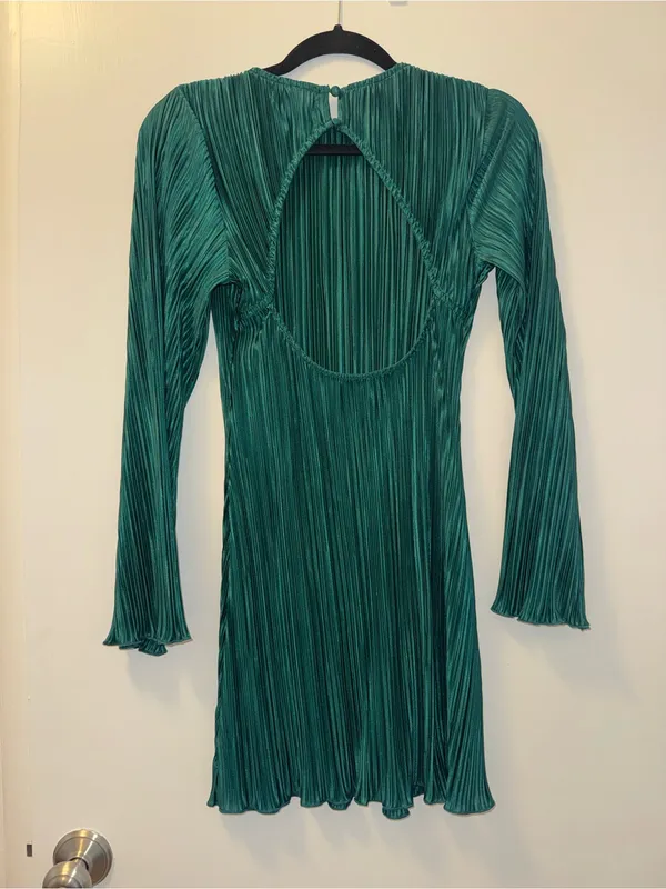 12th Tribe Tate Emerald Plisse Mini Dress - Image 9