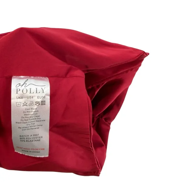 Oh Polly Satin Bustier Corset Crop Top Red Underwire Ruched Y2K Party Size 4 - Image 4