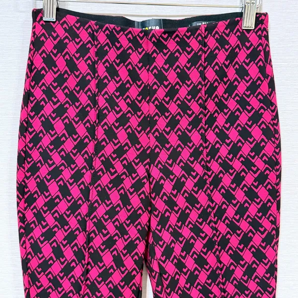 Maeve Anthropologie The Margot red Black Geometric Kick Flare Pants XXS - Image 5