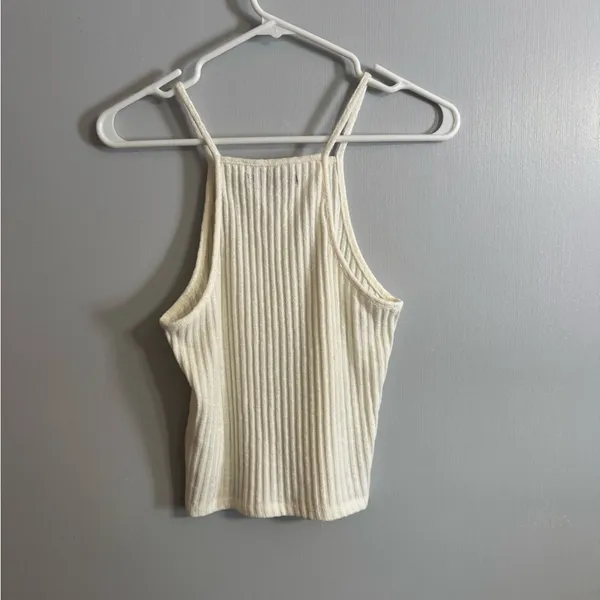 Abercrombie & Fitch Cream Ribbed Tank‎ Top Size Medium - Image 2