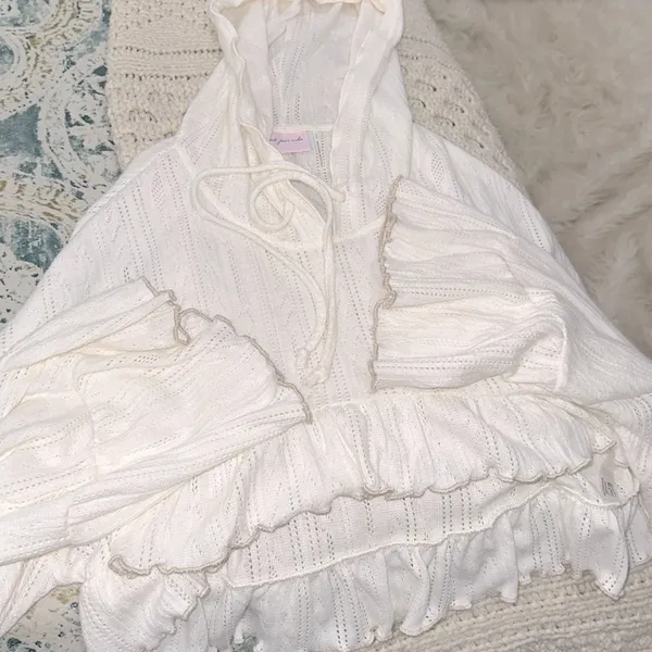 Urban Outfitters Out from under boho ivory color hooded knit top size small - Image 8