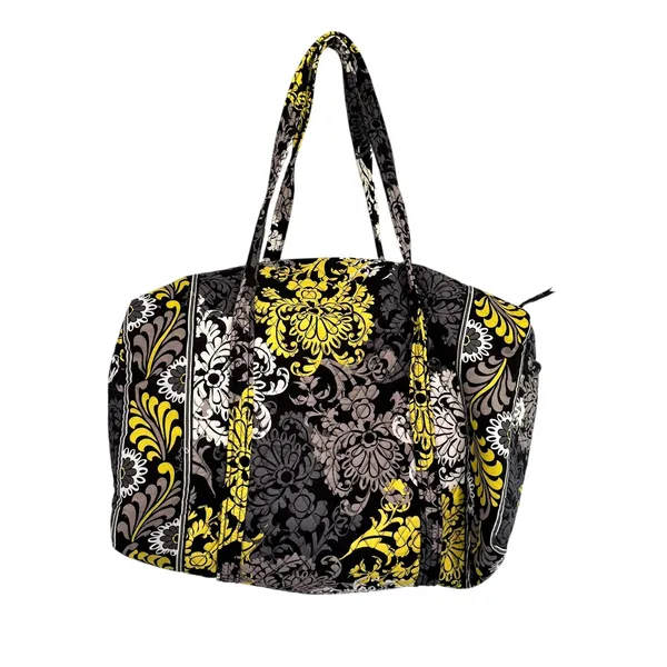 Vera Bradley‎ Floral Grand Traveler Bag Yellow Gray Black Quilted Duffle - Image 2