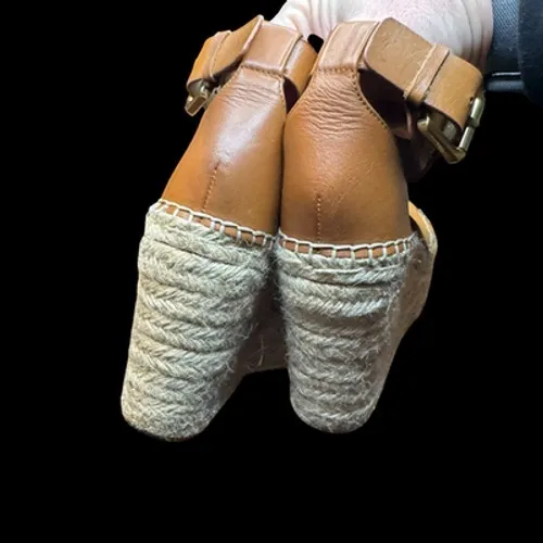 Marc Fisher LTD Shoes Womens Size 7.5 Brown Suede Espadrille‎ Wedge Sandals - Image 7