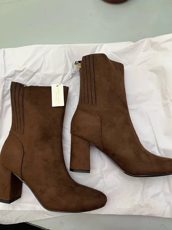 NEW Altar’d State Brown Suede Heeled Booties Size 9 NWT - Image 2
