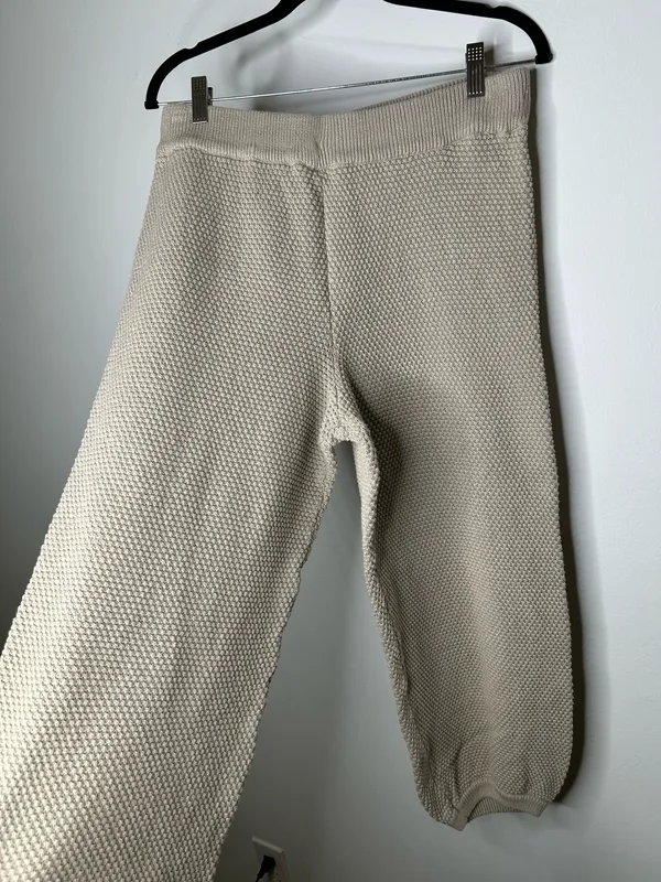 Free People Beach Knit Hailee Barrel Leg Cotton Pull on Pants Ivory size medium - Image 2