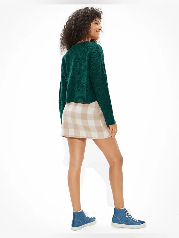 NEW!! American Eagle Green Open Knit Pointelle‎ Sweater - Image 4